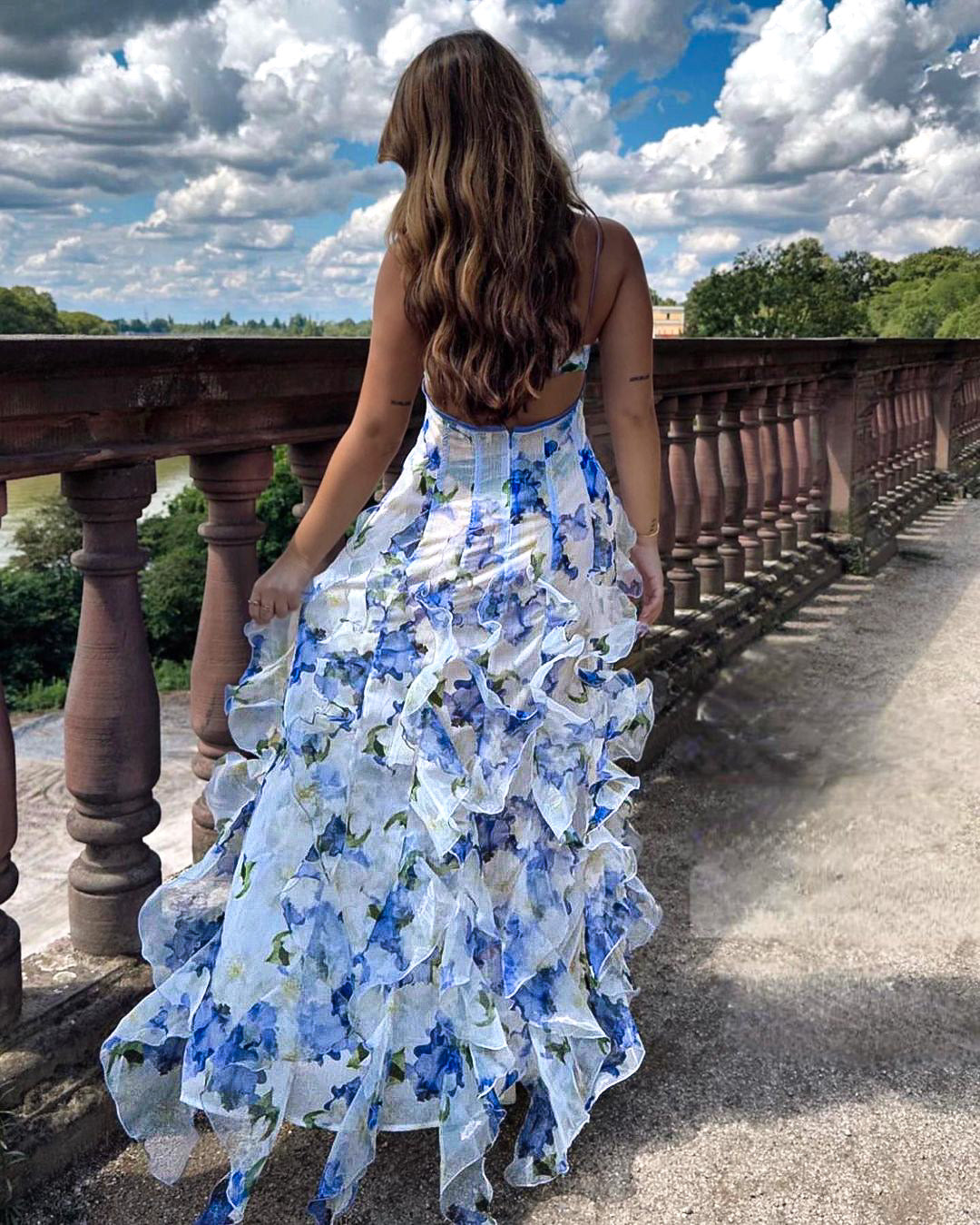 Uri™ | Florales Midikleid mit Rüschen