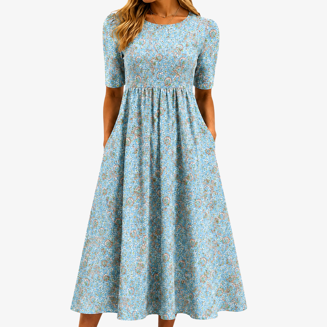 Küstenmosaik Maxikleid mit Taschen