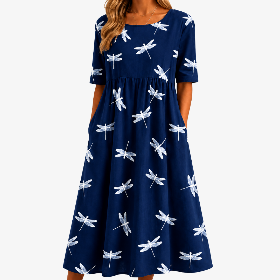 Libellenbrise Midikleid mit Taschen