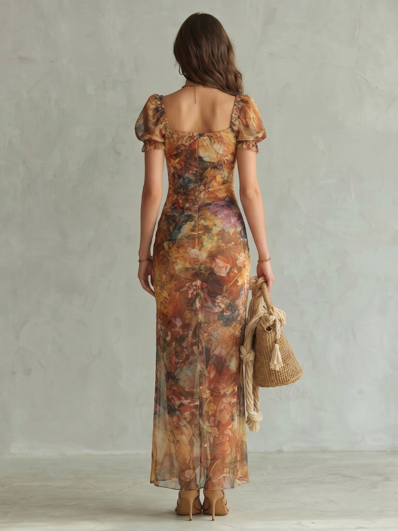 Ciel | Midikleid mit Rüschenärmeln und Schlitz