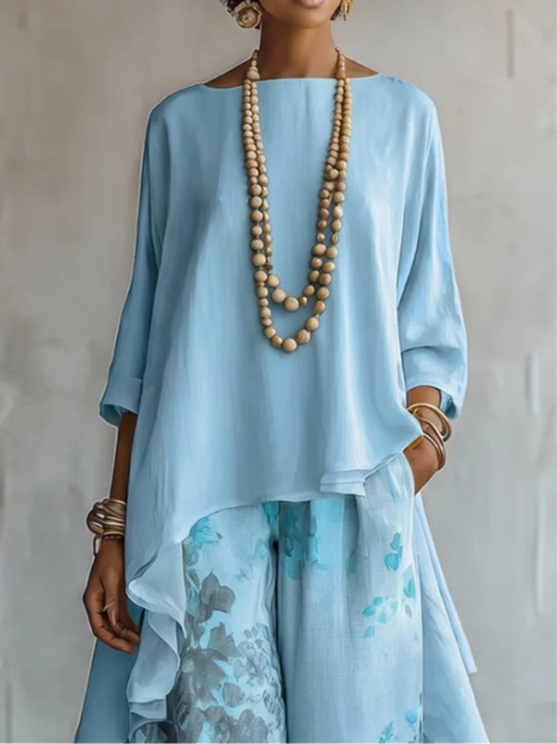 Genf | Asymmetrisches, fließendes Kleid mit Blumenmuster