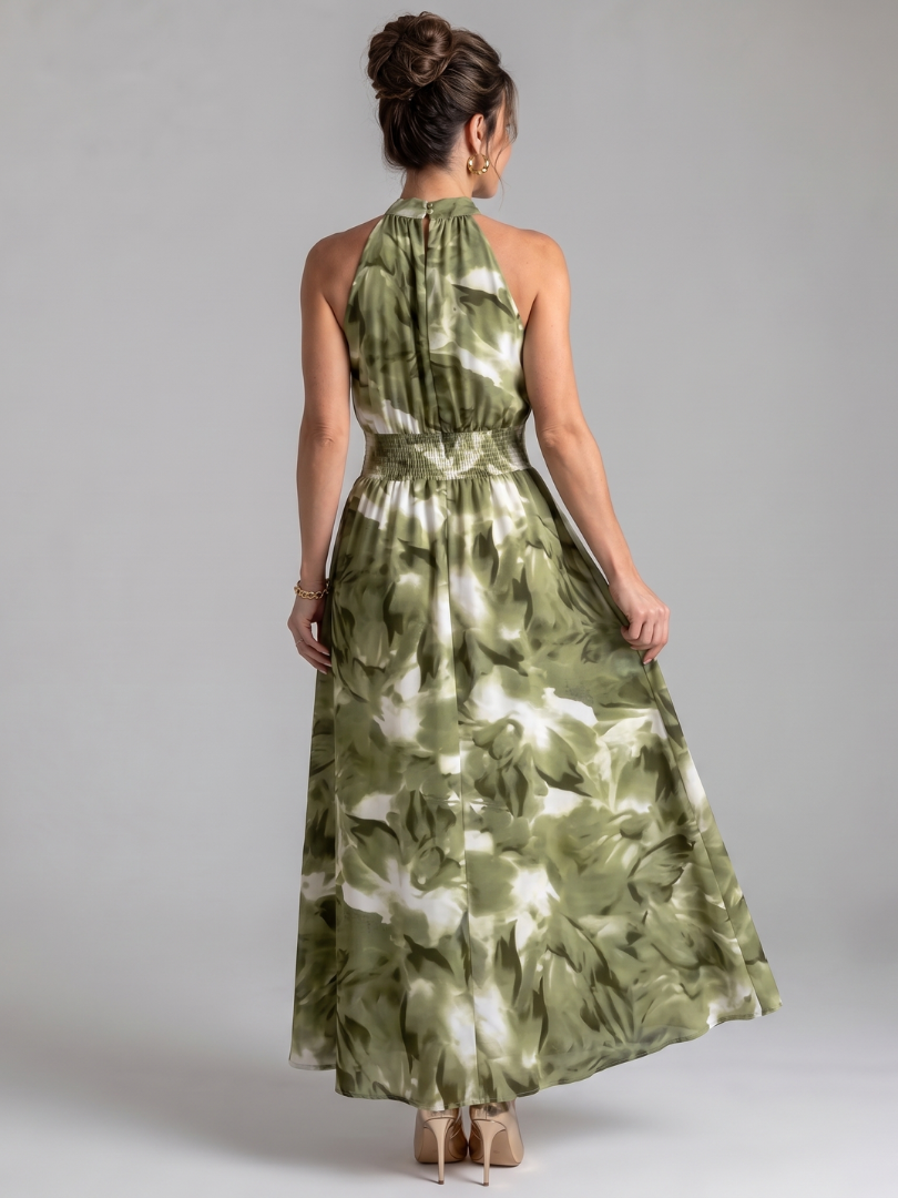 Olivia | Abstraktes Midikleid mit geraffter Taille
