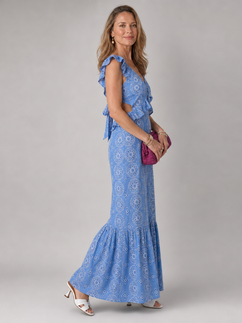 Héloïse | Midikleid mit Volants und Cut-out