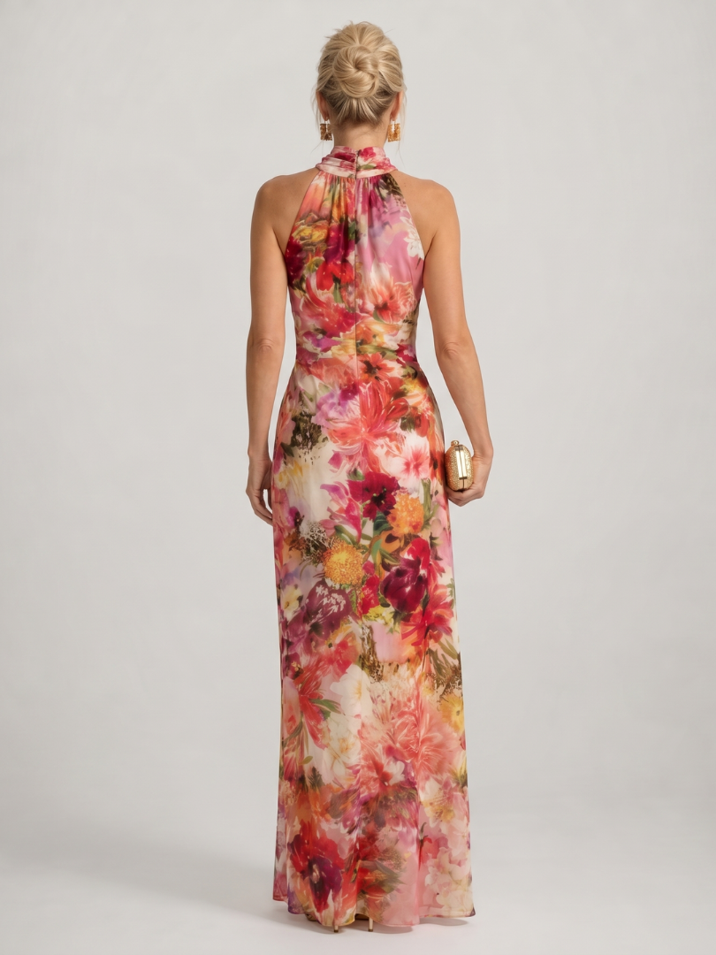 Elisabetta | Neckholder Blumendruck Maxikleid