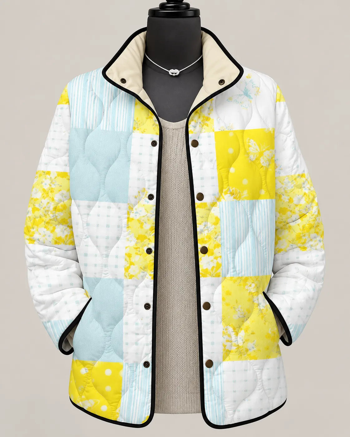 Elowen | Gesteppte Patchwork-Jacke im Sonnendesign
