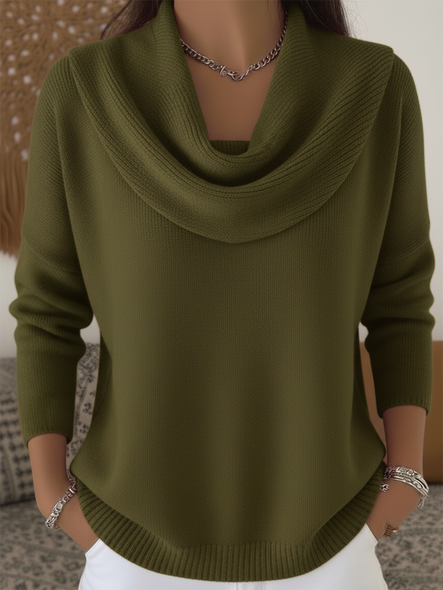 Carolia – Eleganter Strickpullover mit Wasserfallkragen