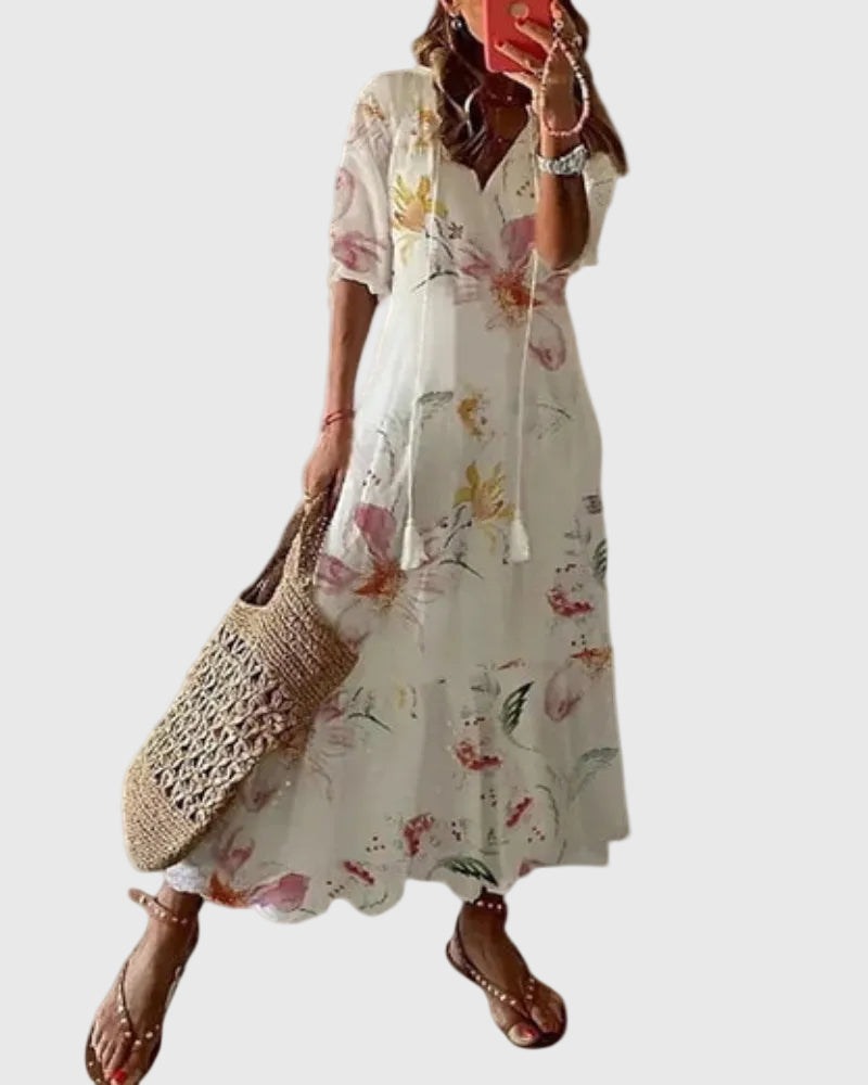 Noor™ | Boho Vintage Sommer Maxi Kleid