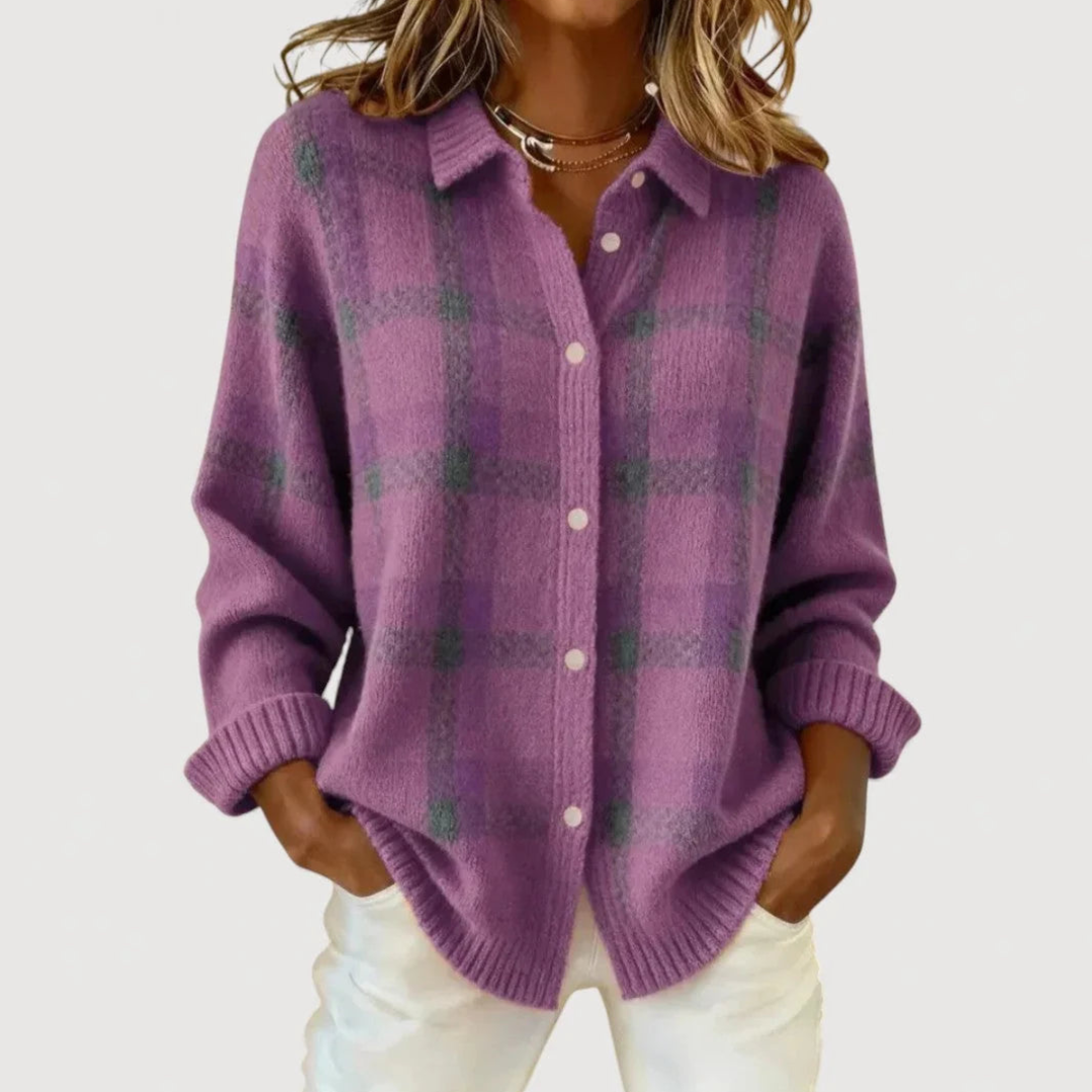 Sofia – Karierte Strickjacke