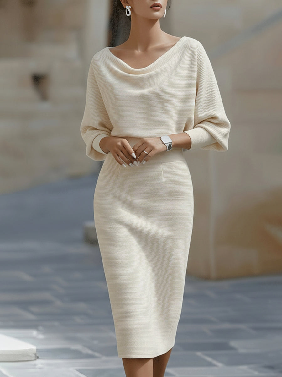 Amalia | Drapiertes Midi-Bleistiftkleid