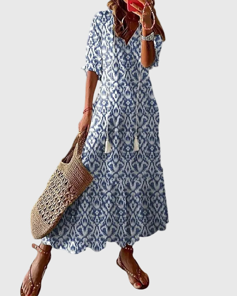 Noor™ | Boho Vintage Sommer Maxi Kleid
