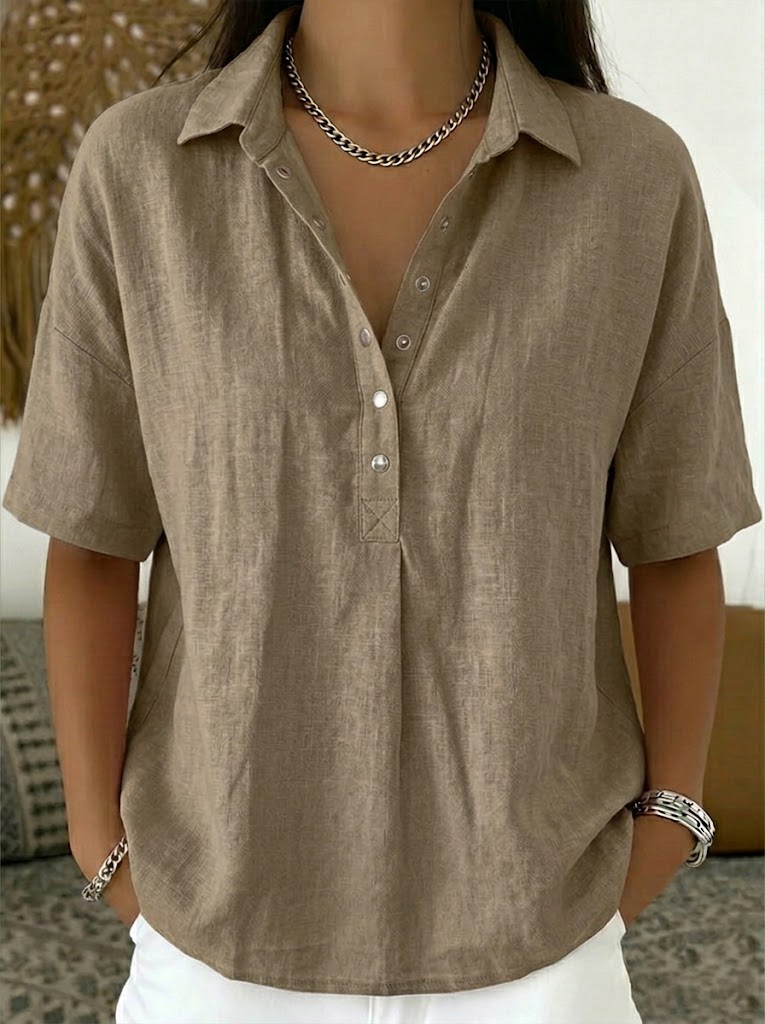 Aria – Baumwoll-Leinen Bluse mit Knöpfen