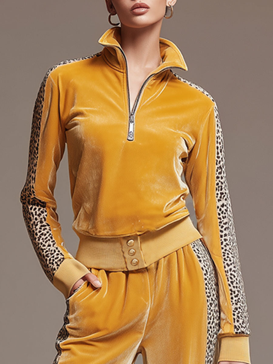 Nadzieja - Set aus Samt mit Leopardenmuster