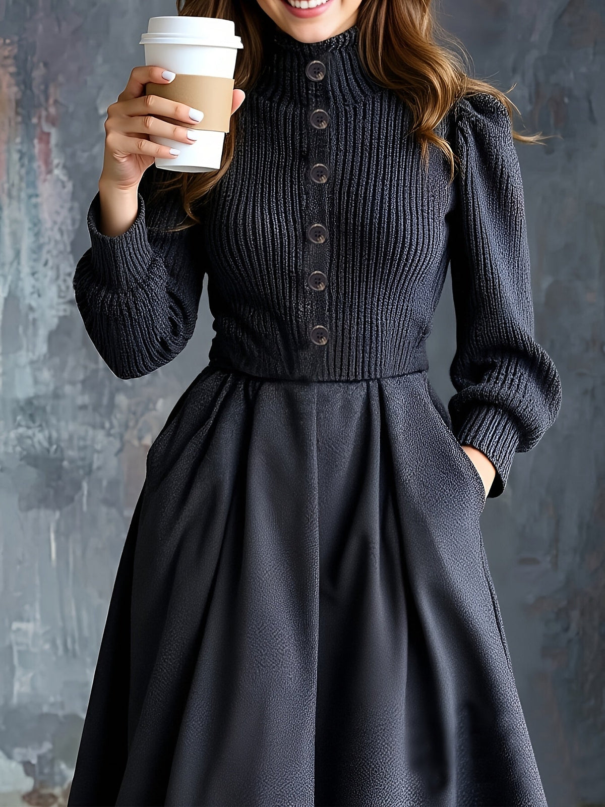NOEL | VINTAGE-WINTERKLEID MIT TASCHEN
