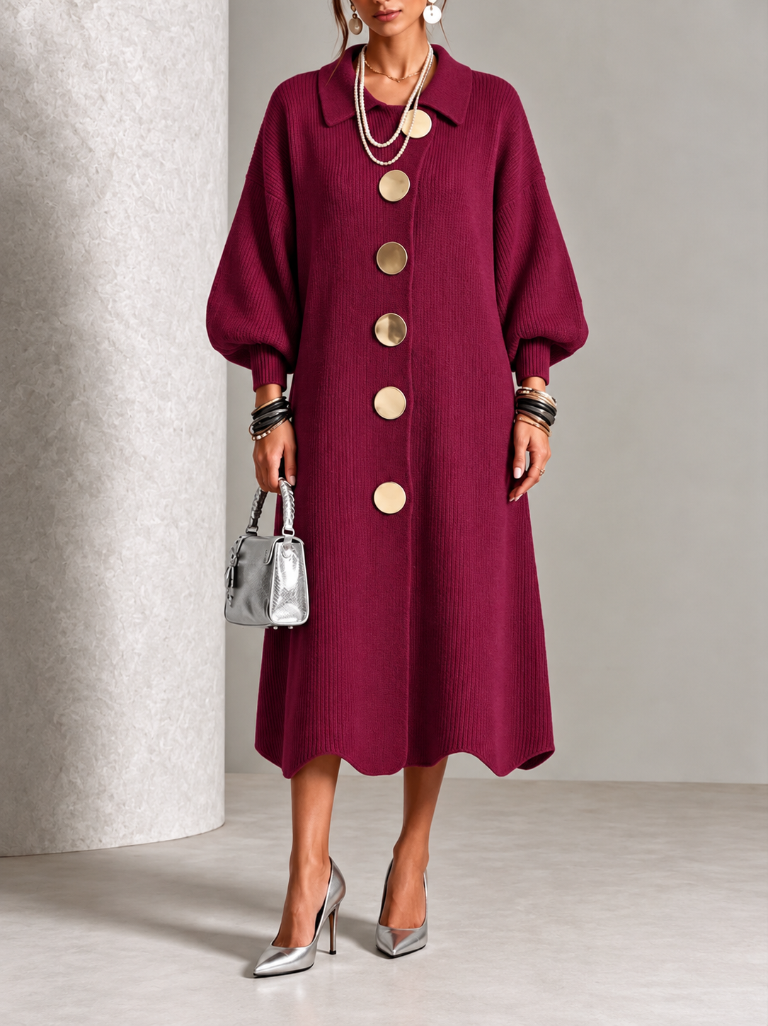 Sienna | Langärmeliges Hemdblusenkleid mit Knöpfen