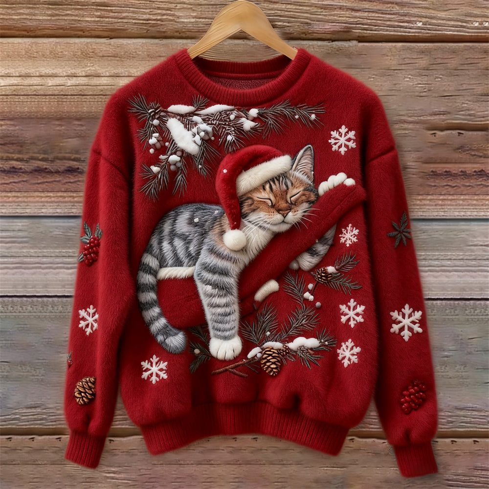 Layla | Kuscheliger & Festlicher Winterpullover mit Katze