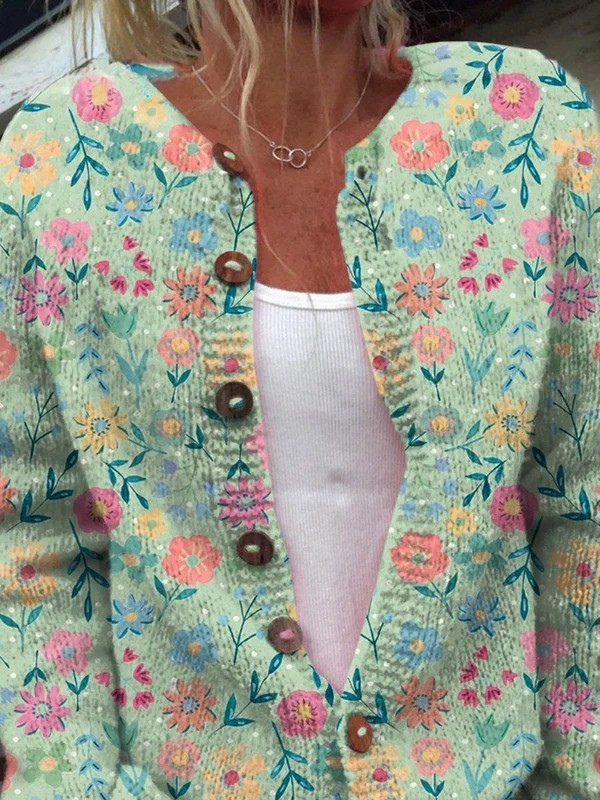 Foxfield™ | Vintage-Cardigan mit Blumenprint für Damen