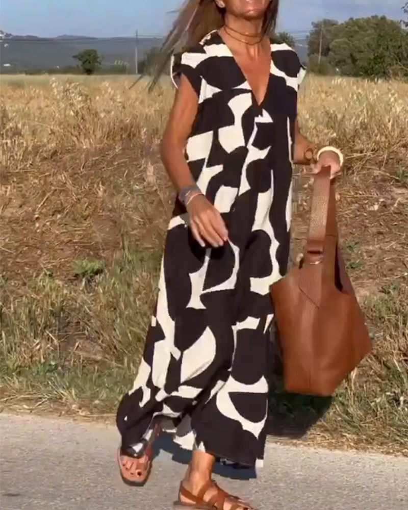 Elowen - Ärmelloses Kleid mit unregelmäßigem geometrischem Druck