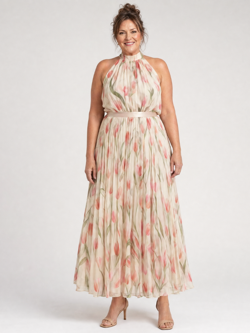 Aurelle | Midikleid mit floralem Ausschnitt