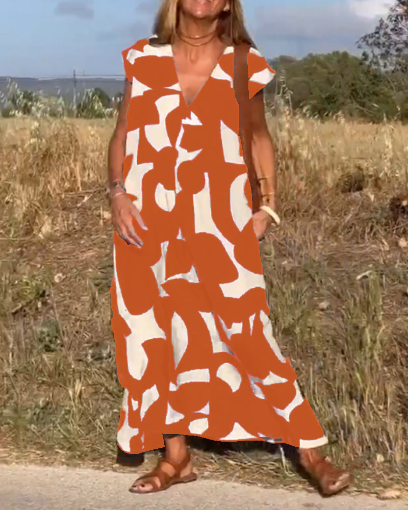 Elowen - Ärmelloses Kleid mit unregelmäßigem geometrischem Druck