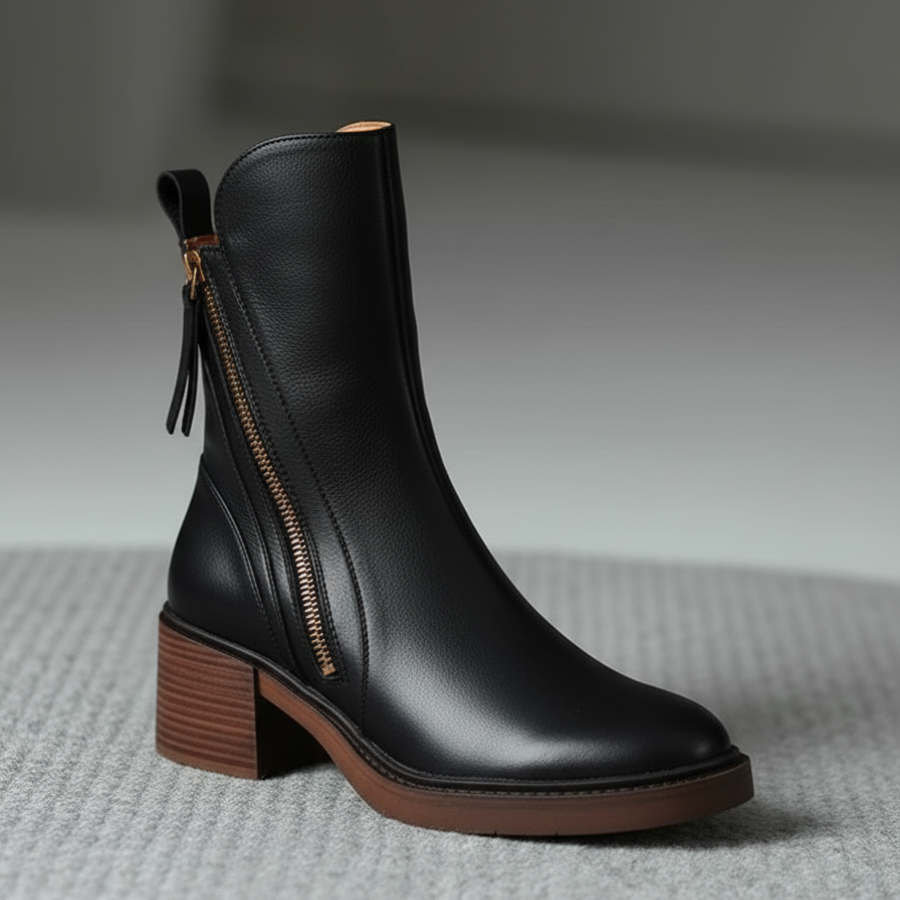 Isabelle | Bequeme Stiefeletten mit Reißverschluss und Blockabsatz