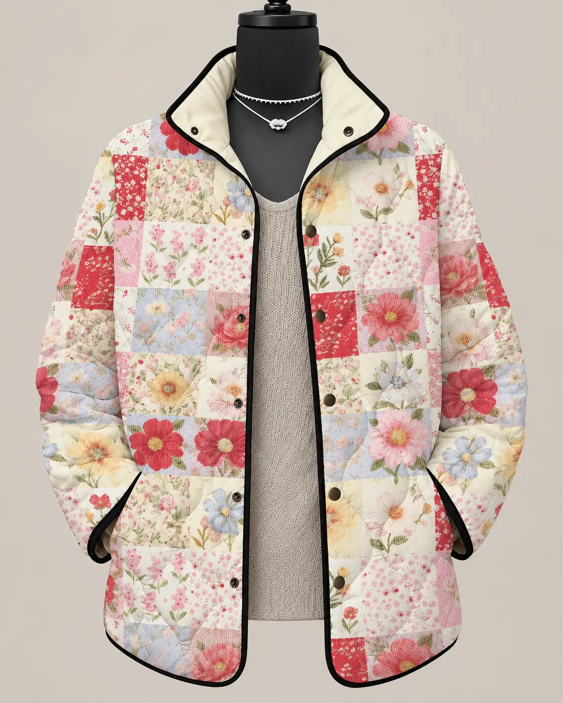 Eliana | Gesteppte Patchwork-Jacke mit Wildblumen