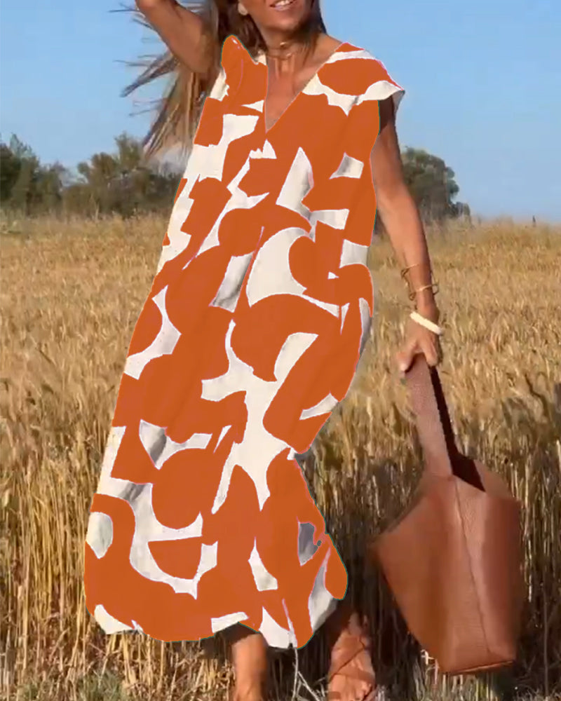Elowen - Ärmelloses Kleid mit unregelmäßigem geometrischem Druck
