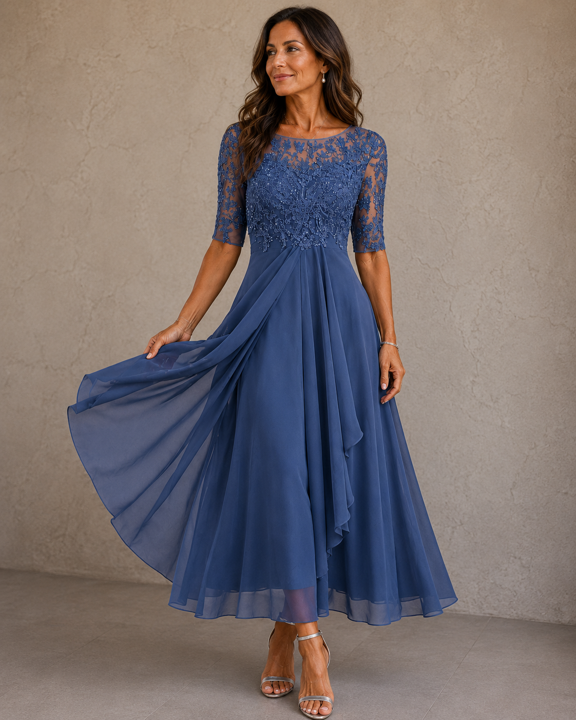 Lioras – Elegantes Kleid mit Spitze und Chiffon