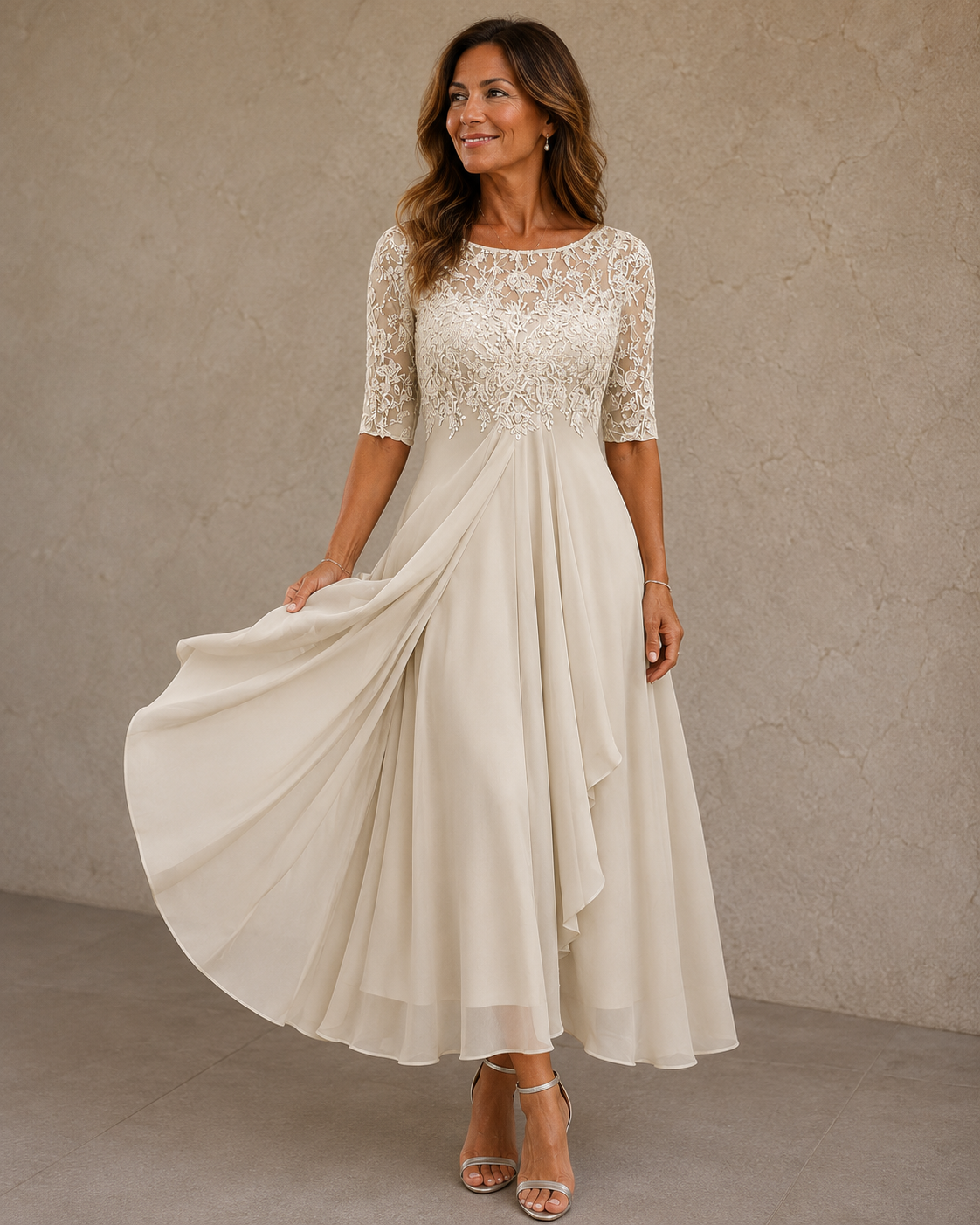 Lioras – Elegantes Kleid mit Spitze und Chiffon