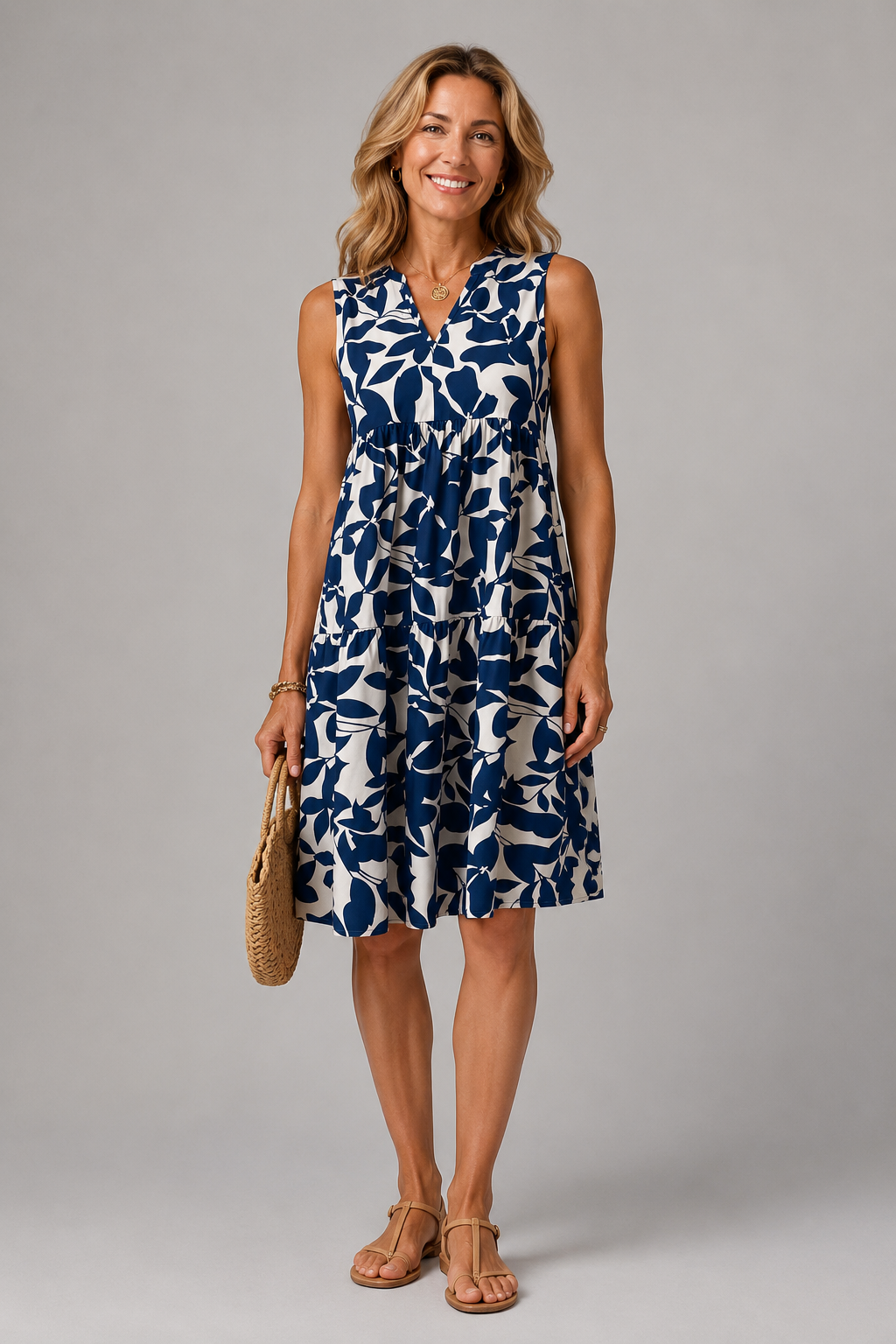Margot | Geblümtes Midikleid mit V-Ausschnitt