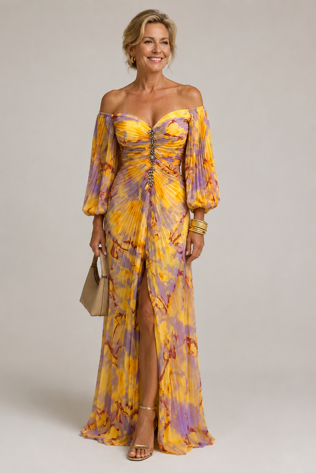 Marielle | Geblümtes Maxikleid mit tiefem Ausschnitt