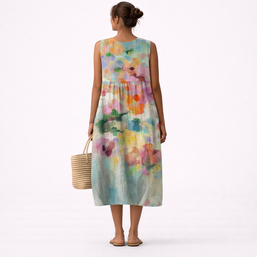 Carla™ | Elegantes mehrfarbiges Midi-Kleid