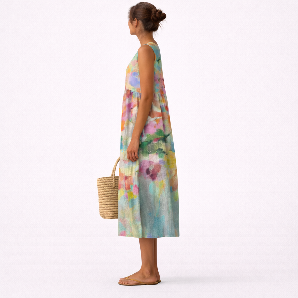Karla™ | Elegantes, mehrfarbiges Midikleid