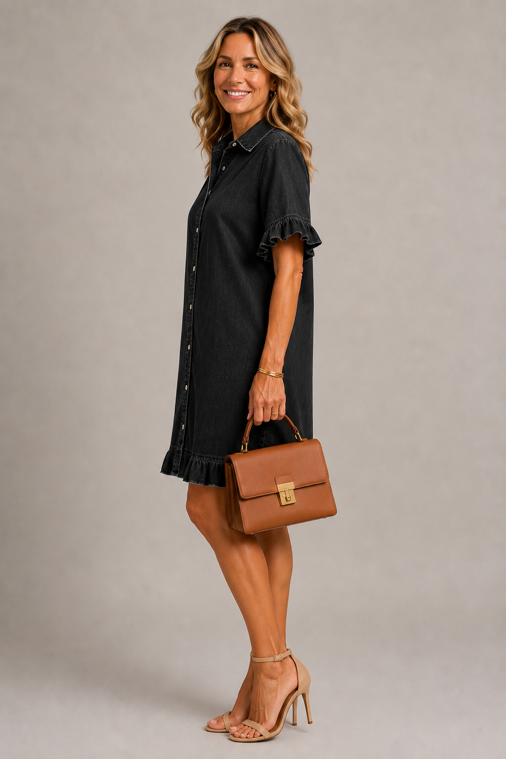 Margaux | Geknöpftes Kleid in Denim-Optik