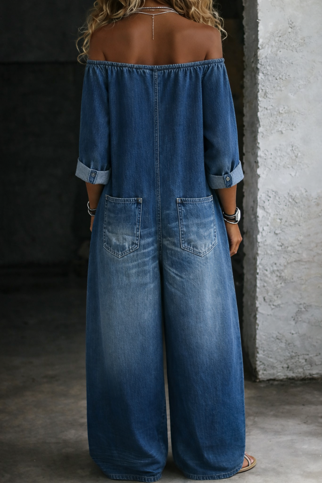 Elena | Schulterfreier langärmeliger Jumpsuit