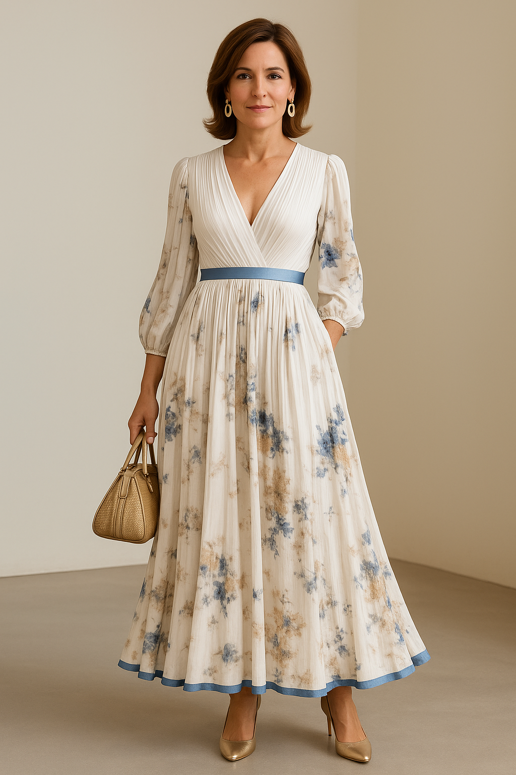 Paz™ | Florales plissiertes Maxikleid Zeitlos