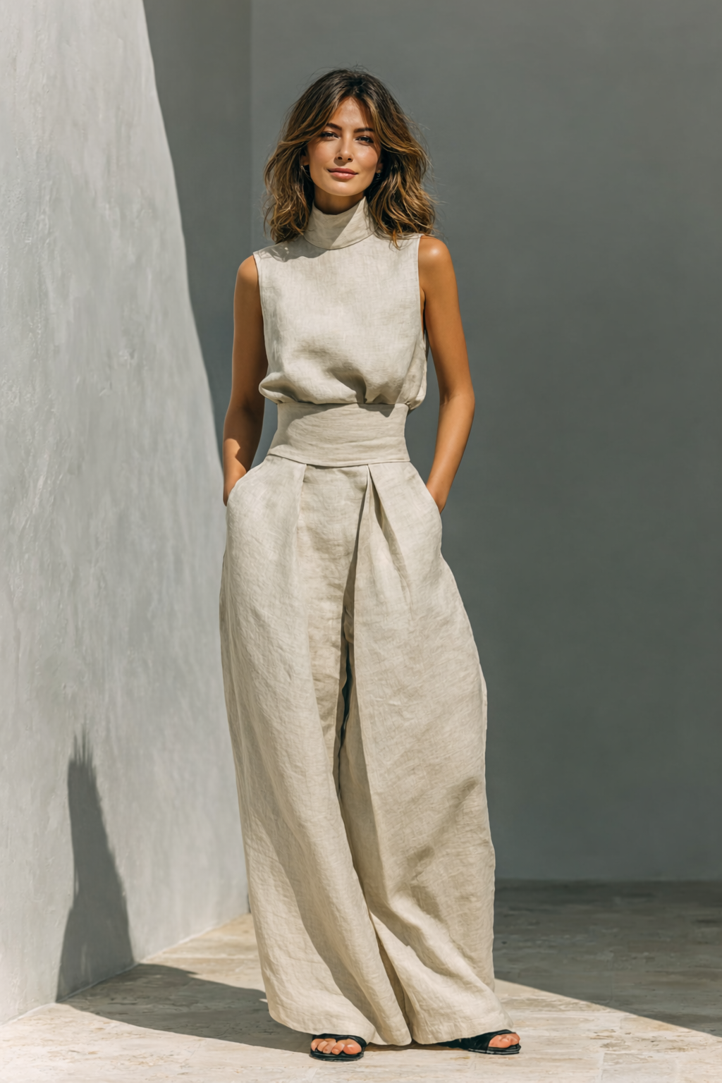Maria | Minimalistisches Set aus Baumwolle und Leinen