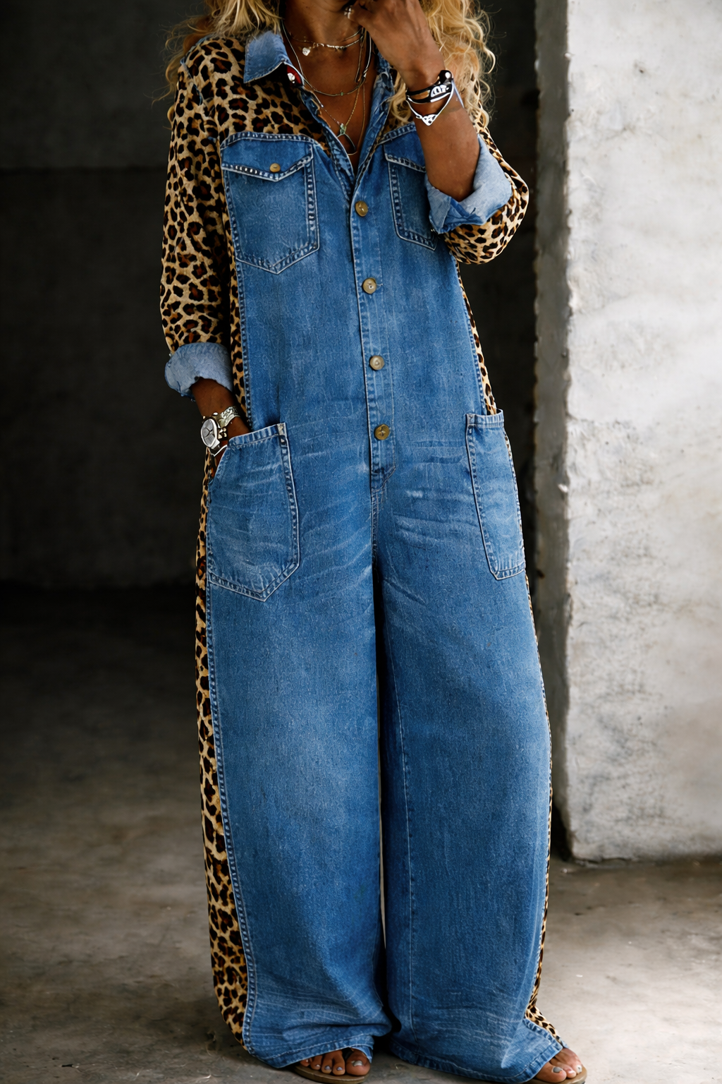 Amanda | Einteiliger Denim-Shirt-Overall