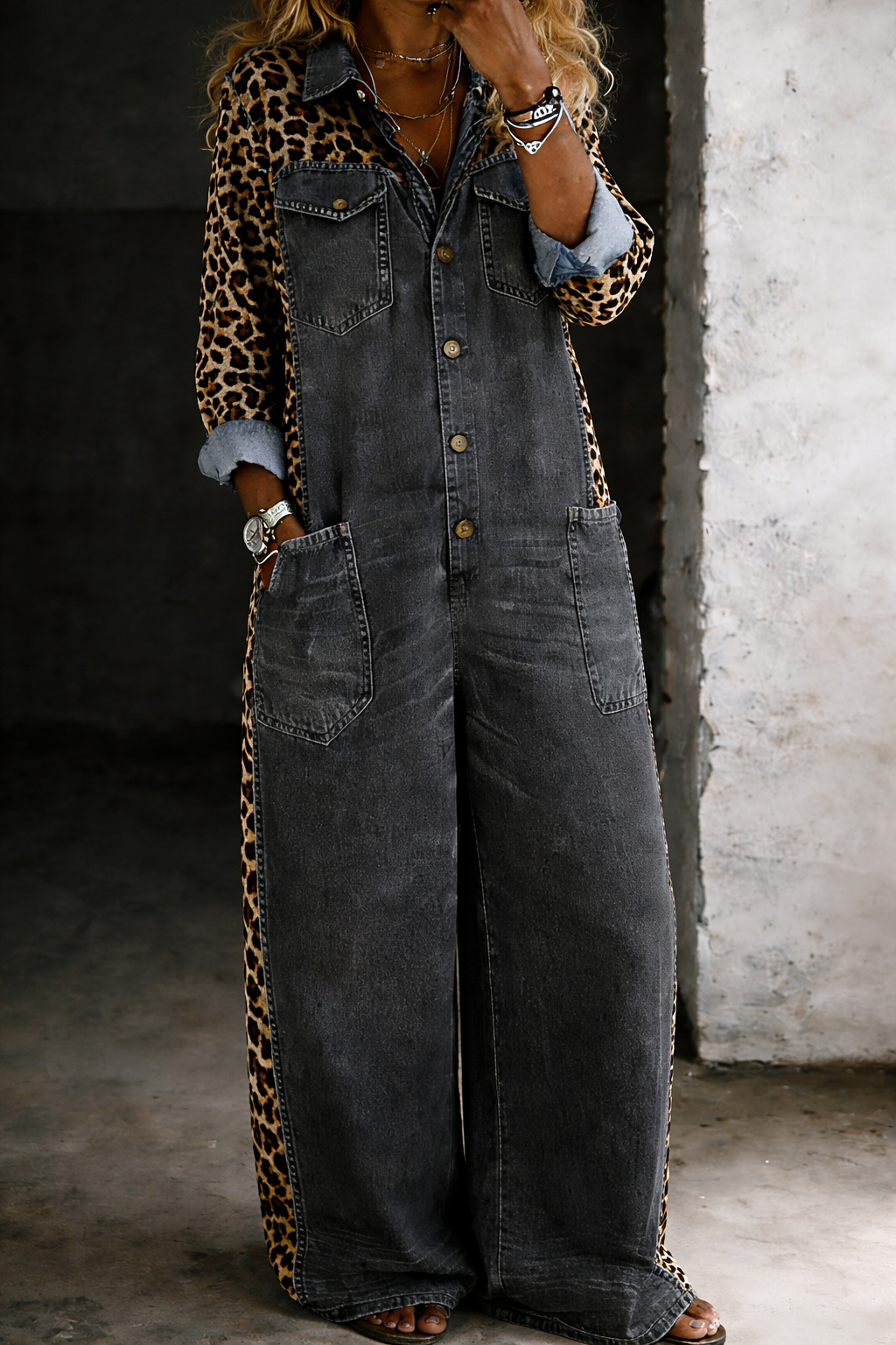 Amanda | Einteiliger Denim-Shirt-Overall
