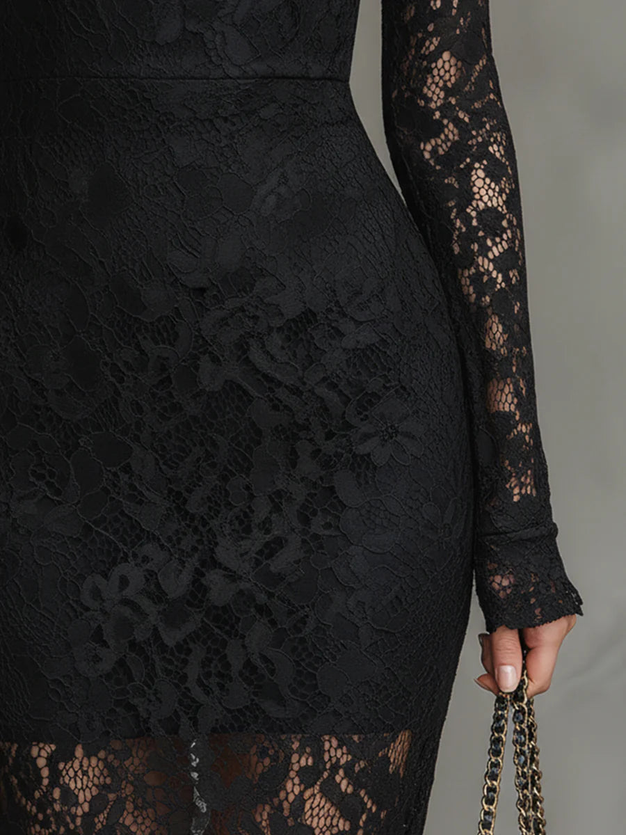 Julia™ | Schwarzes Maxikleid aus Spitze
