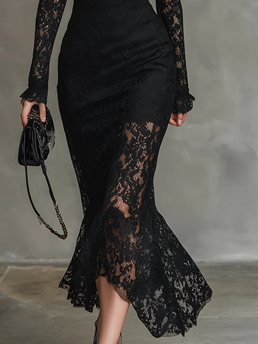 Julia™ | Schwarzes Maxikleid aus Spitze