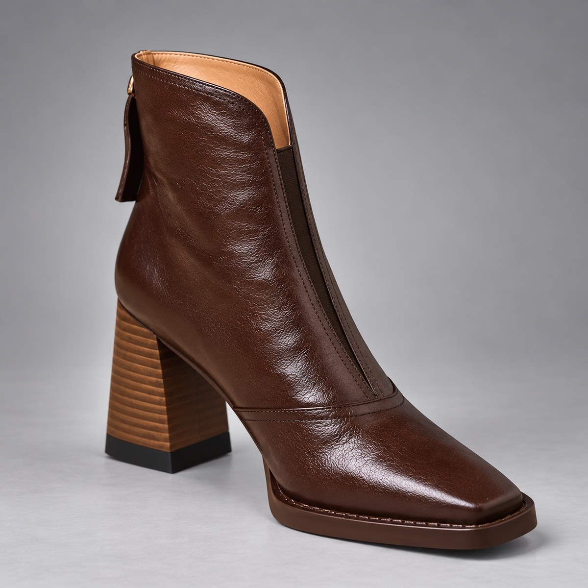 Marzena | Lederstiefeletten mit mittelhohem Absatz