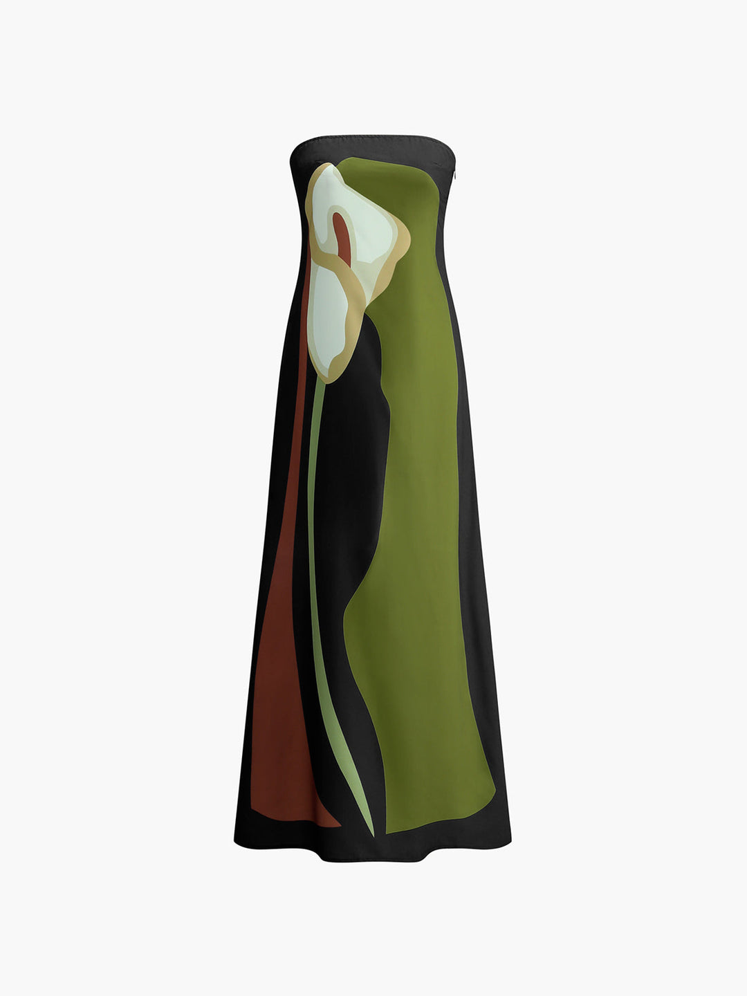 Trägerloses langes Kleid mit Colour Blocking