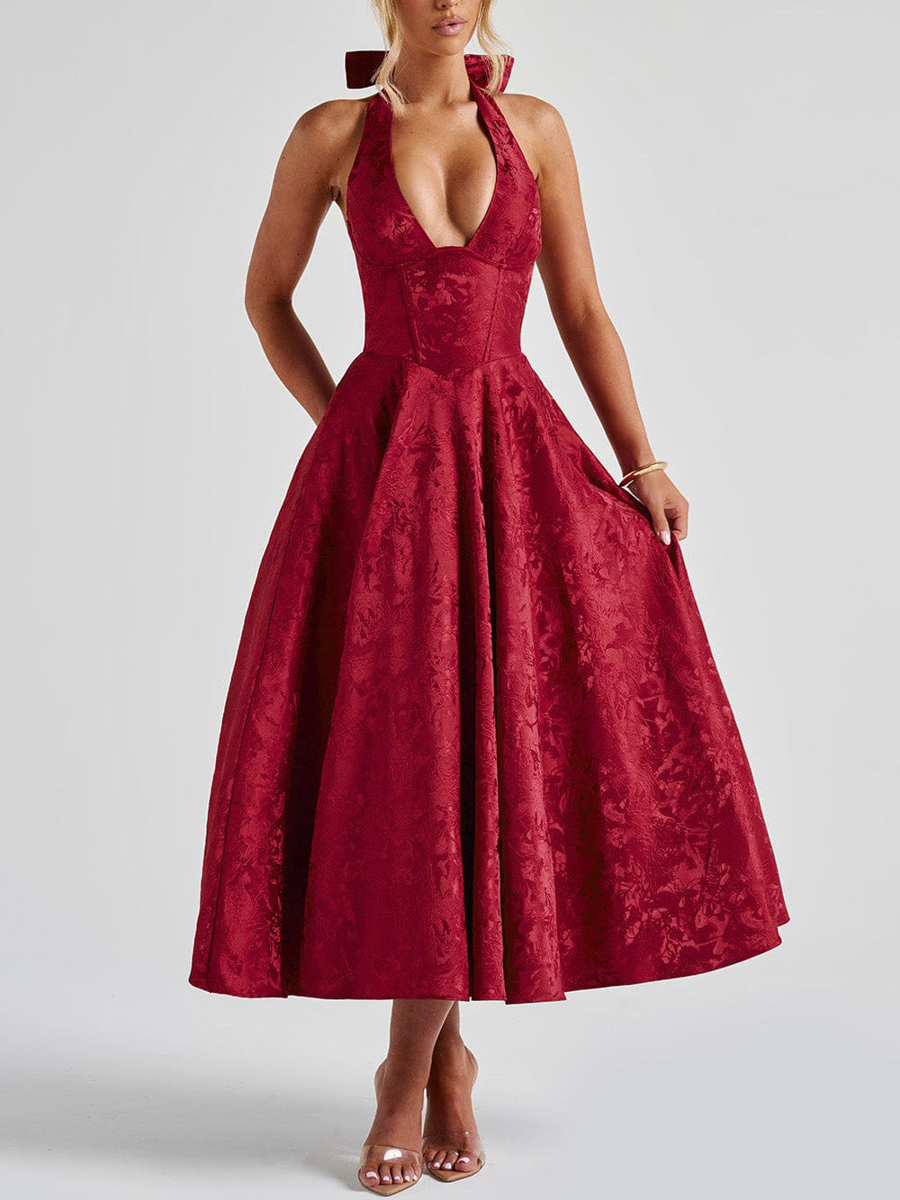 Maya™ | Elegantes Midikleid in Zitronengelb