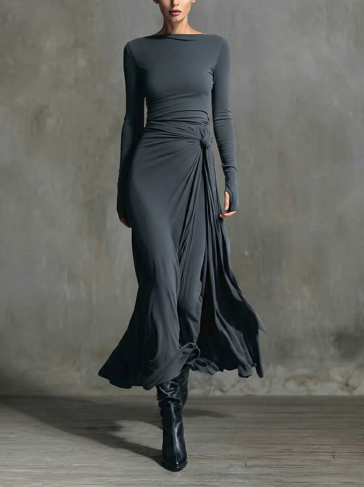 Naomie | Maxikleid mit seitlicher Schleife
