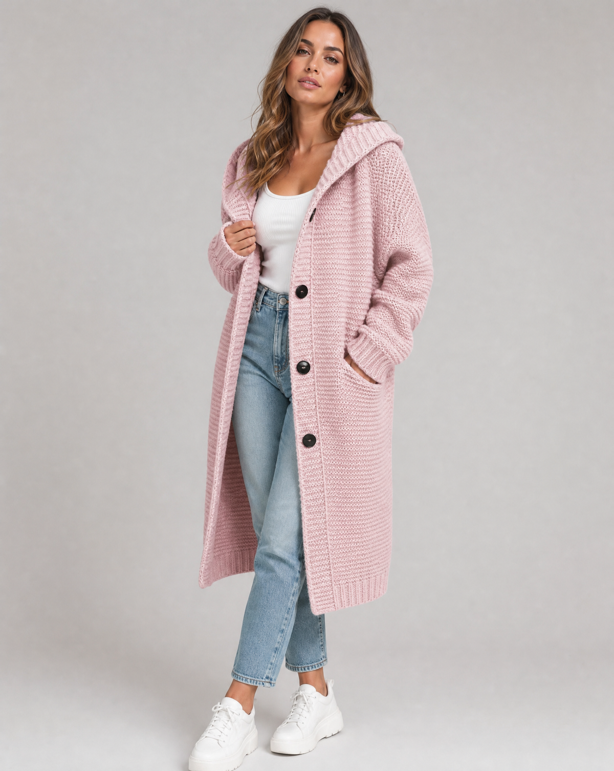 Oversize-Cardigan für Damen mit Kapuze