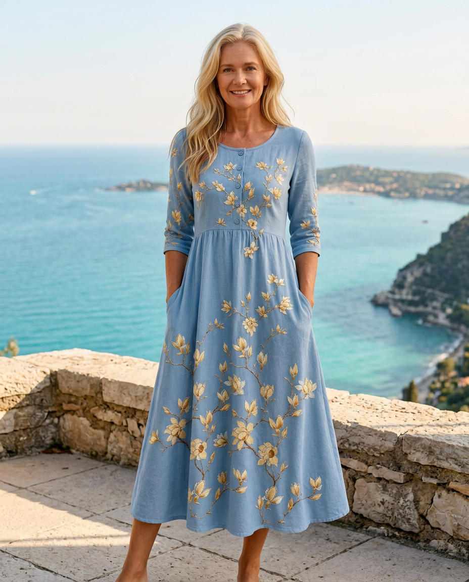 Glockenblumenwiese Midikleid mit Taschen