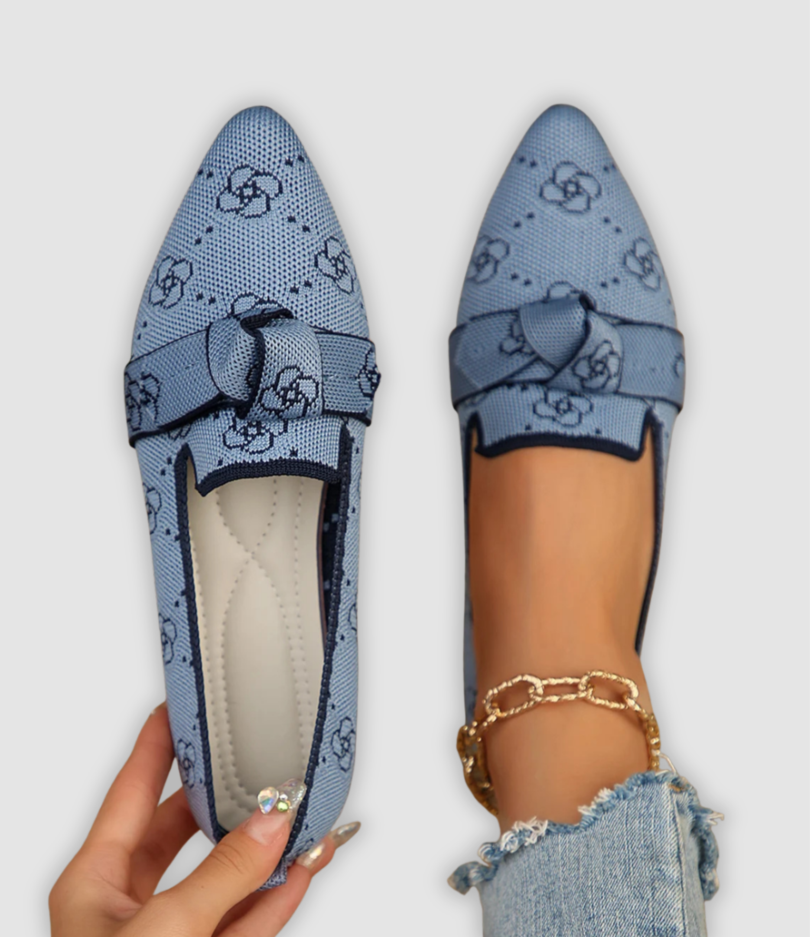 Evelina - Bequeme Mesh-Loafers mit Schleife
