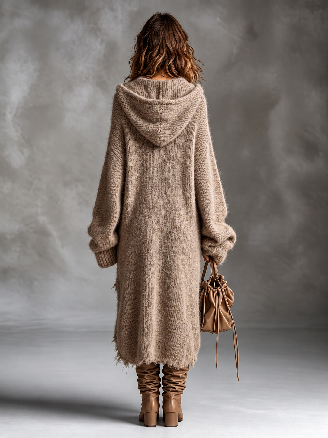 Ludovica | Oversize-Strickkleid mit Kapuze aus weichem Strick