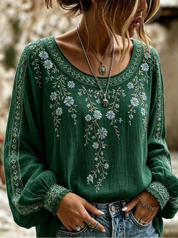 Wilma™ | Bluse mit Blumenmuster und Stickerei