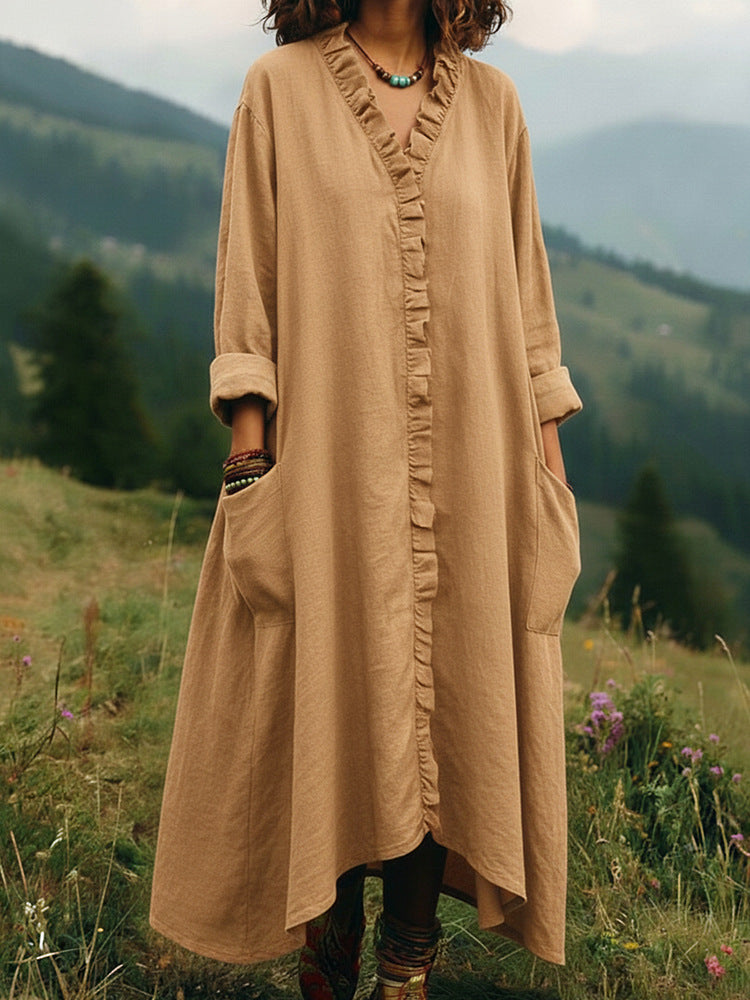 Alma – Langärmliges A-Linien-Kleid mit Volants